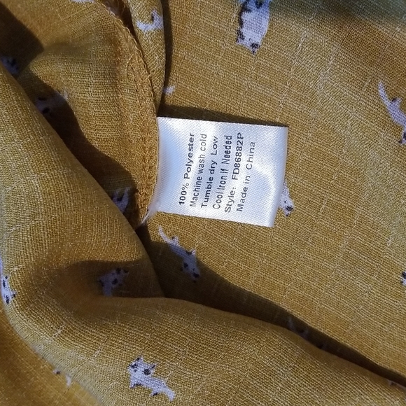 Fun 2 fun yellow raccoon print pull over long sleeve blouse tunic dress 1XL - Picture 8 of 10